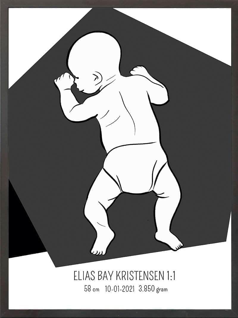 Birth Poster Fødselsplakat : På Maven Blå