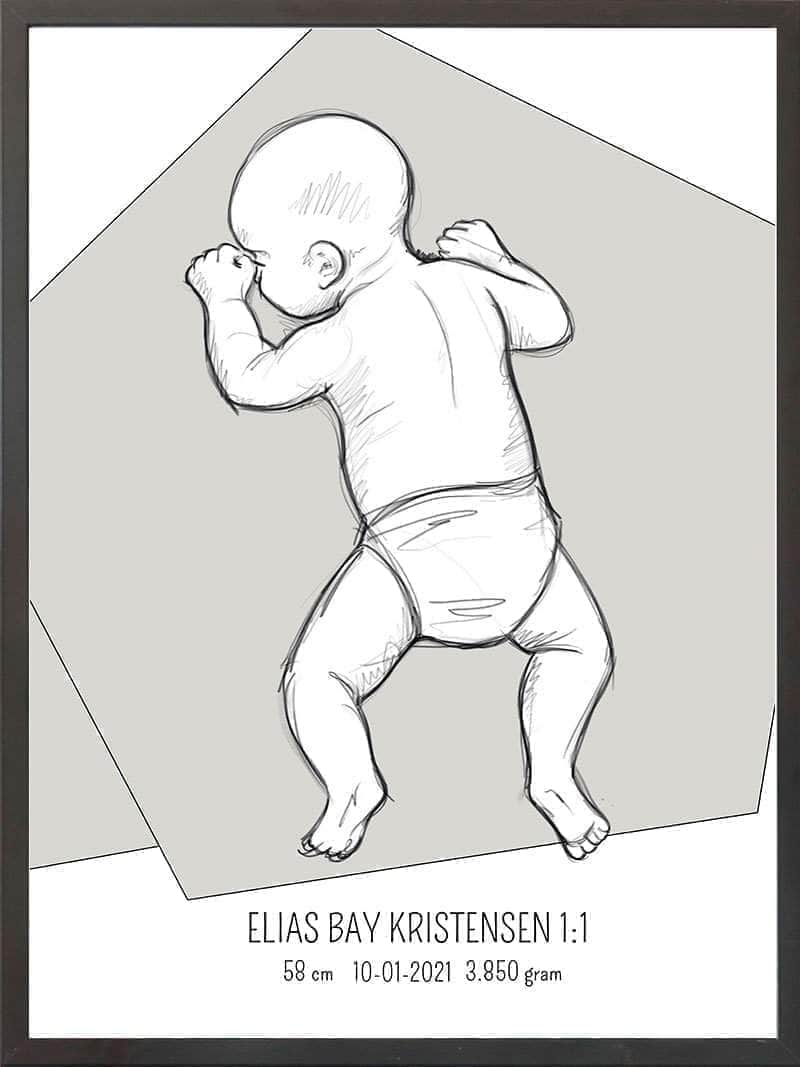 Birth Poster Fødselsplakat : På Maven Blå