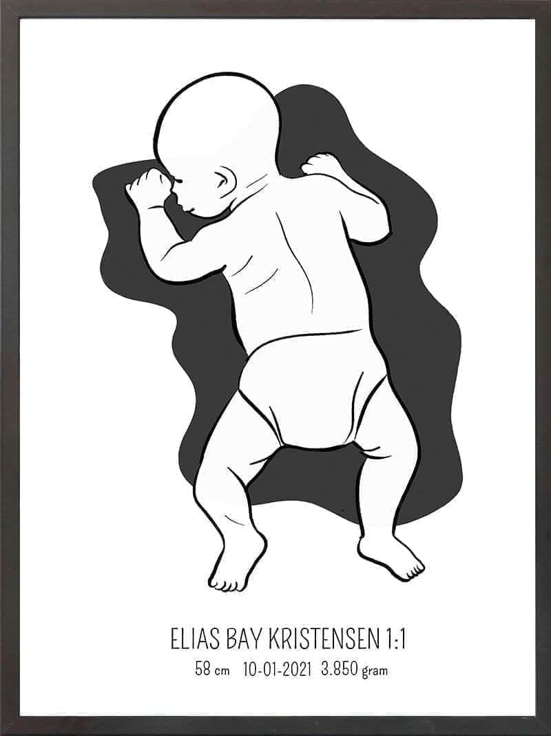 Birth Poster Fødselsplakat : På Maven Blå