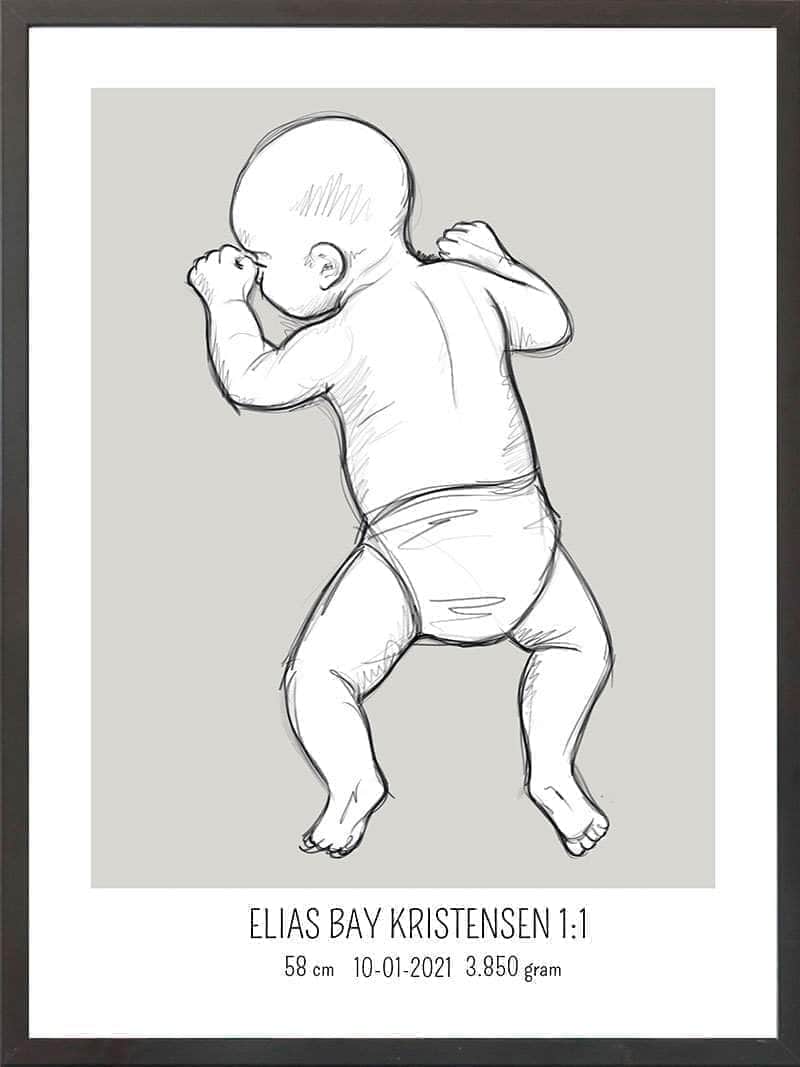 Birth Poster Fødselsplakat : På Maven Blå