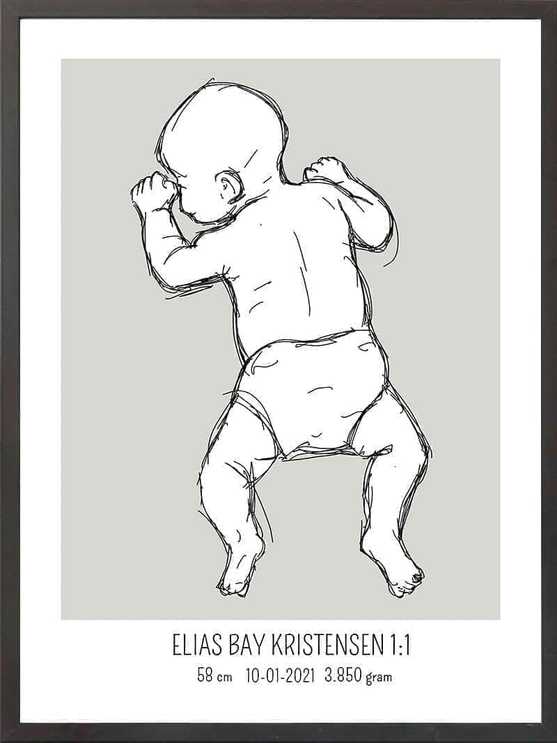Birth Poster Fødselsplakat : På Maven Blå