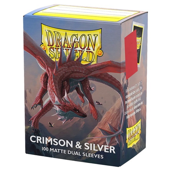 Dragon Shield Deck Protectors Matte Dual Sleeves: Crimson   Silver 100 Lommer Dragonshield Sleeves  At-15072