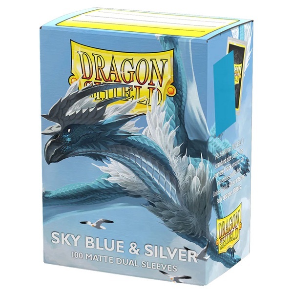 Dragon Shield Deck Protectors Matte Dual Sleeves: Sky Blue   Silver 100 Lommer Dragonshield Sleeves  At-15074