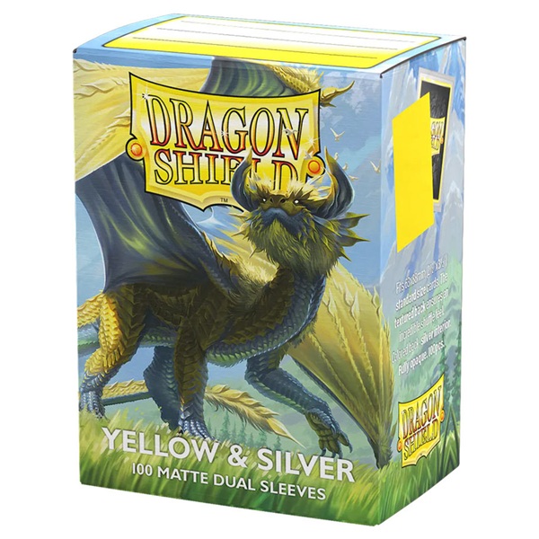 Dragon Shield Deck Protectors Matte Dual Sleeves: Yellow   Silver 100 Lommer Dragonshield Sleeves  At-15071