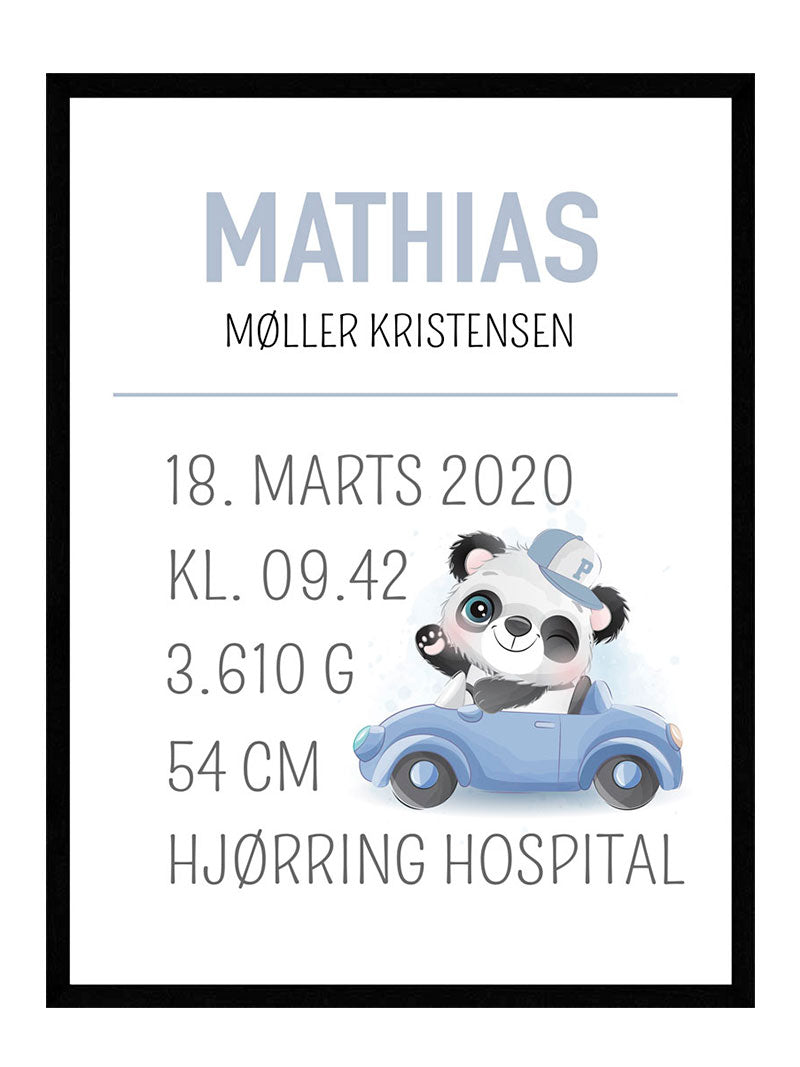 Fødselstavle Med Bamse Dreng