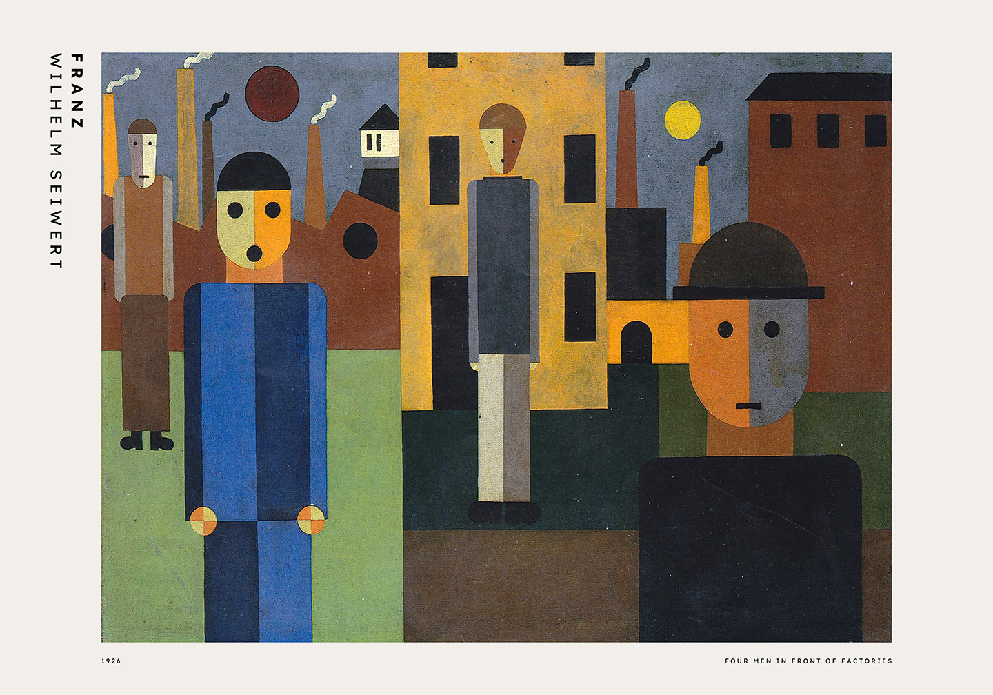Four Men In Front Og Factories Af Plakatwerket