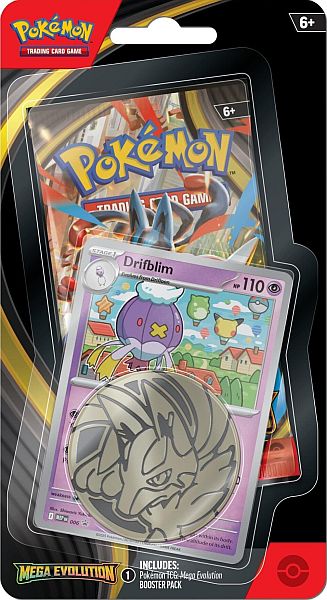 Pokemon Blister Pack  -pack Checklane Blister:   Mega Evolution: Base Set Booster Pakke   Drifblim Black Star Promo   Pokemon   195 184 Nt