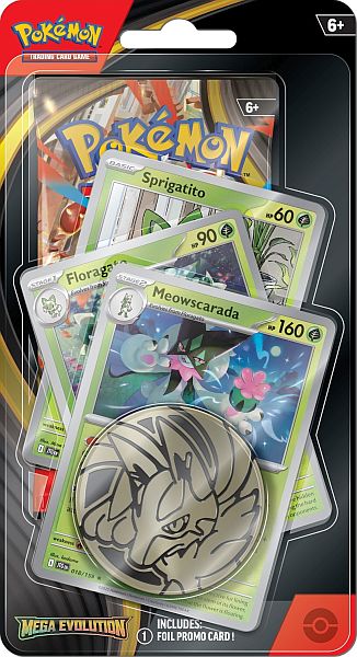 Pokemon Blister Pack  -pack Premium Checklane Blister:   Mega Evolution: Base Set Booster Pakke   Meowscarada Line Promos     195 184 Nt