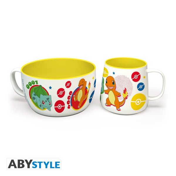 Pokemon Pikachu   Kanto Starters Breakfast Set  Mug Bowl