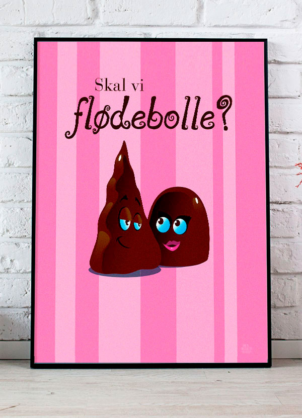 Skal Vi Flødebolle-plakat Lyserød 21   29    A4  Kr  199 -