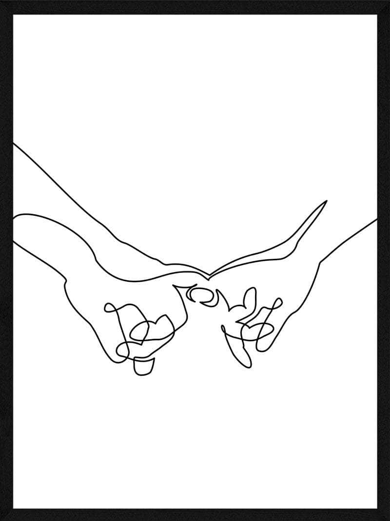 Stregtegning Holding Hands Plakat
