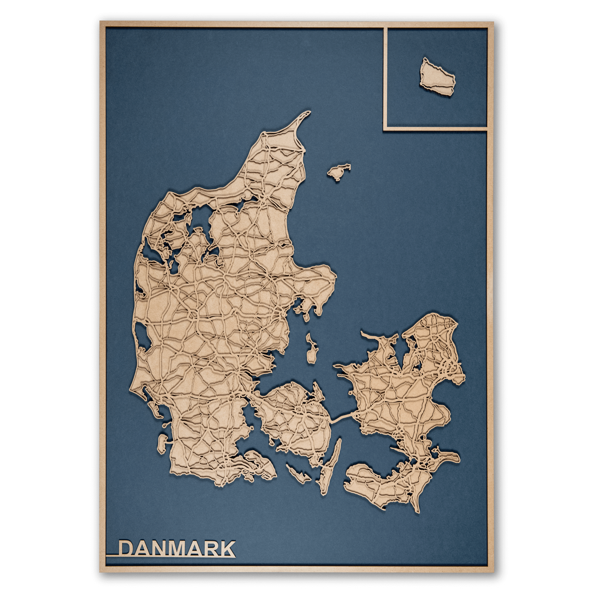 60 84 Cm Blå Danmarks Kort