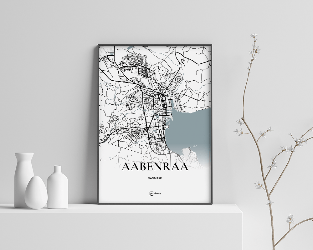 Aabenraa Plakaten Fuldt Kort Hvid 30 42 Cm  A3