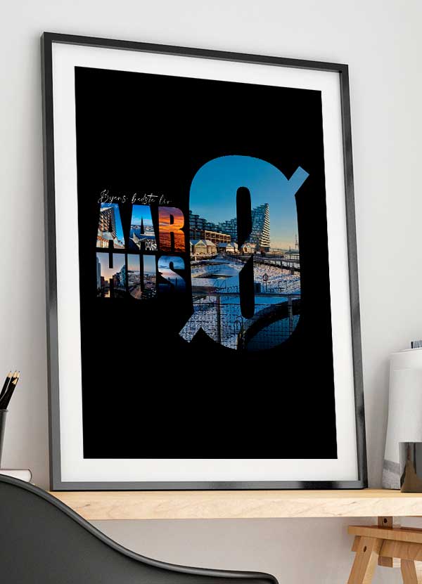 Aarhus  -byplakat Byens Bedste Liv  Sort  21   29    A4  Kr  199 -