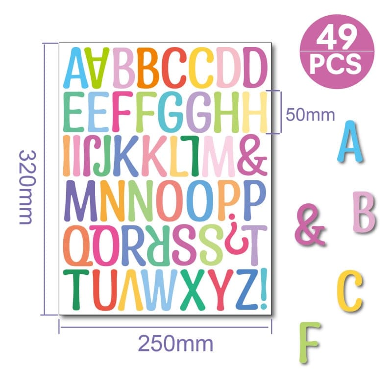 Alfabet Wallsticker Med Farverige Bogstaver  Store Bogstaver    Til