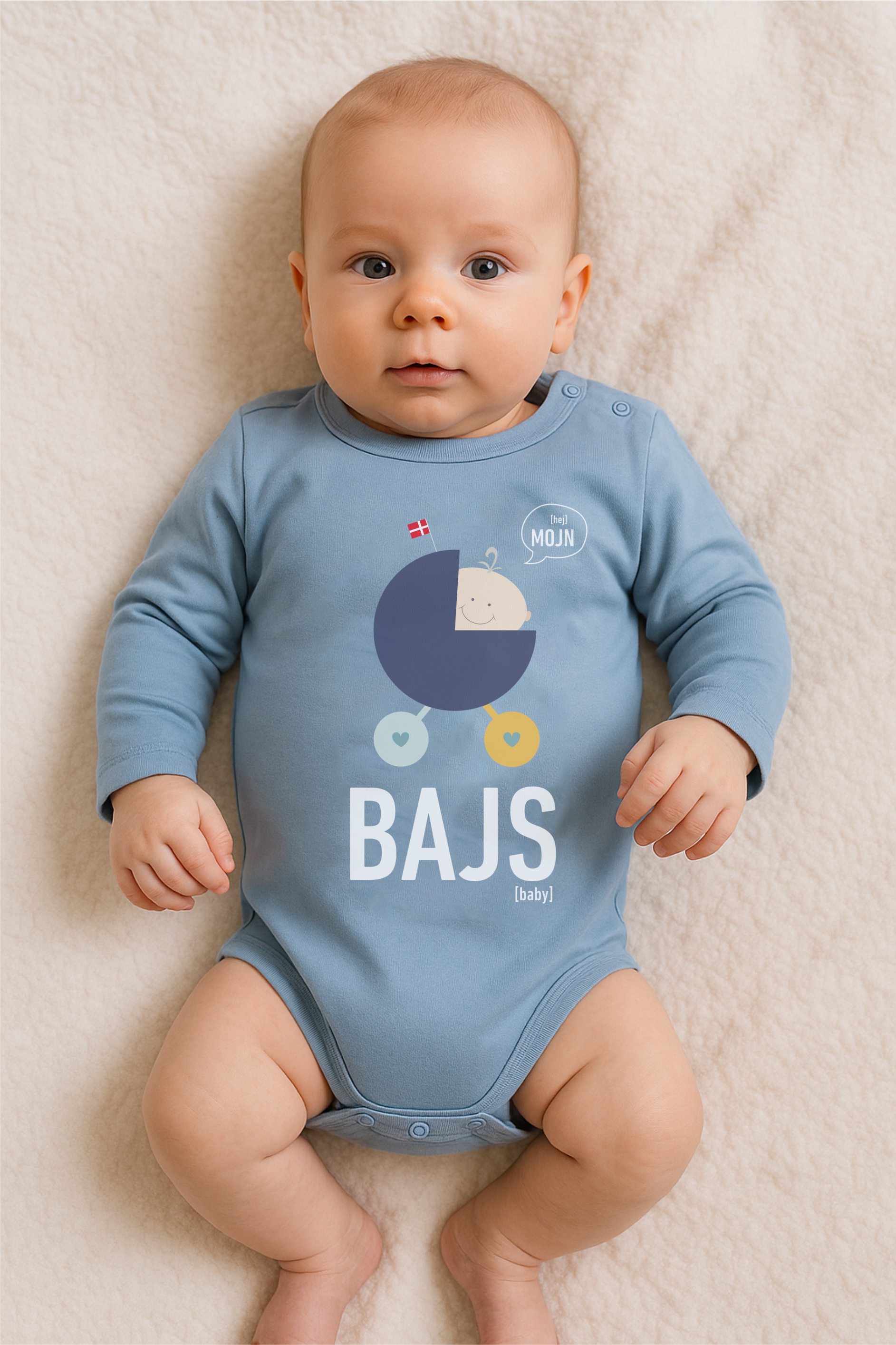 Babybody Bajs Blå 56