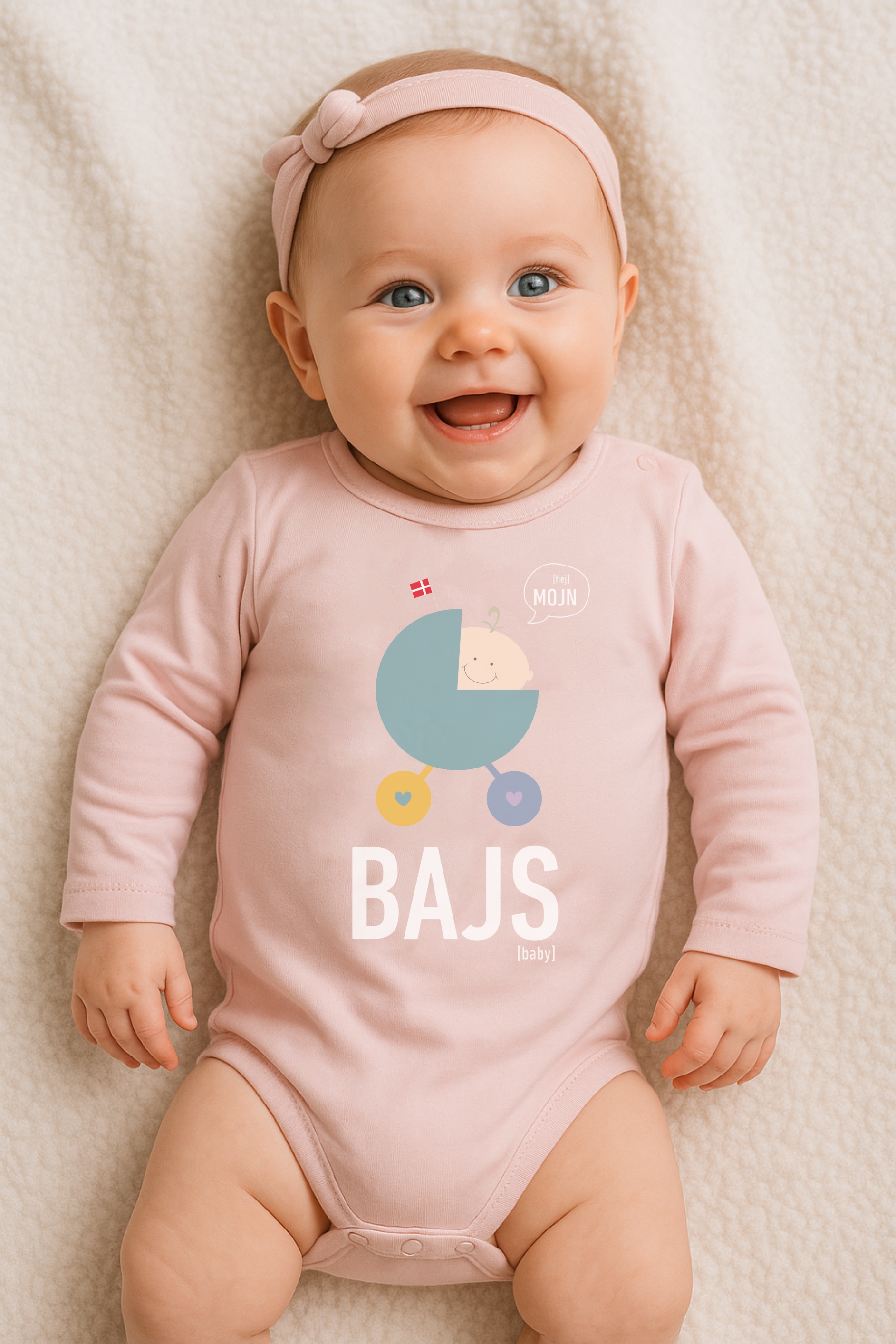 Babybody Bajs Lyserød 56