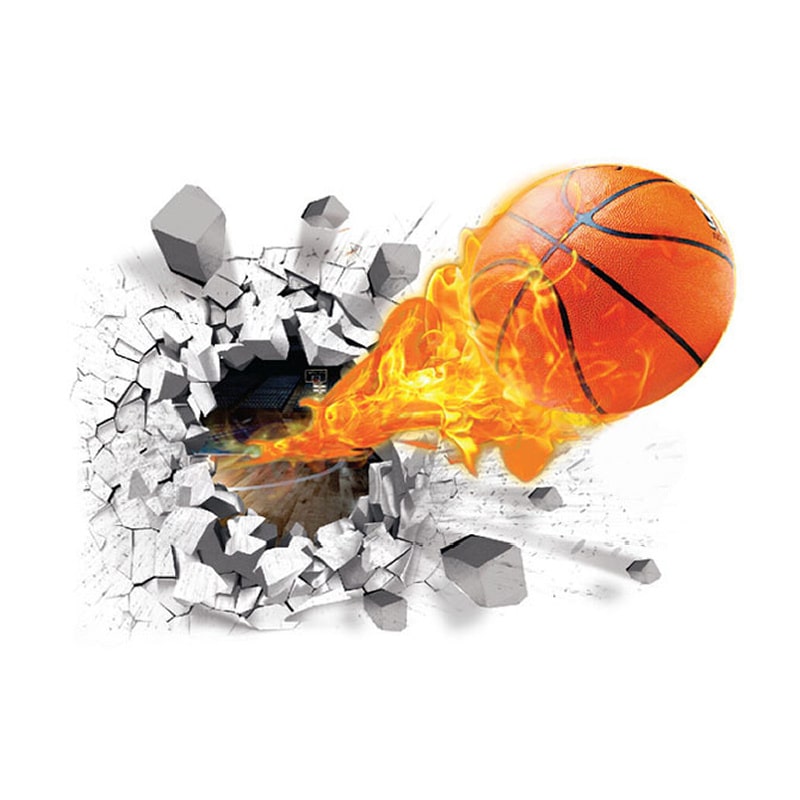 Basketball Wallsticker  Hul   Væggen  70x50cm