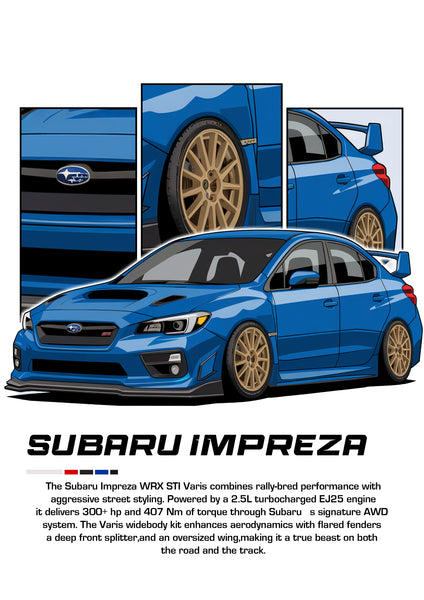 Bil Plakat 115 Subaru Impreza Wrx Sti