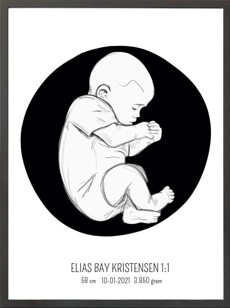 Birth Poster   Fødselsplakat  :  Fosterstilling Blå