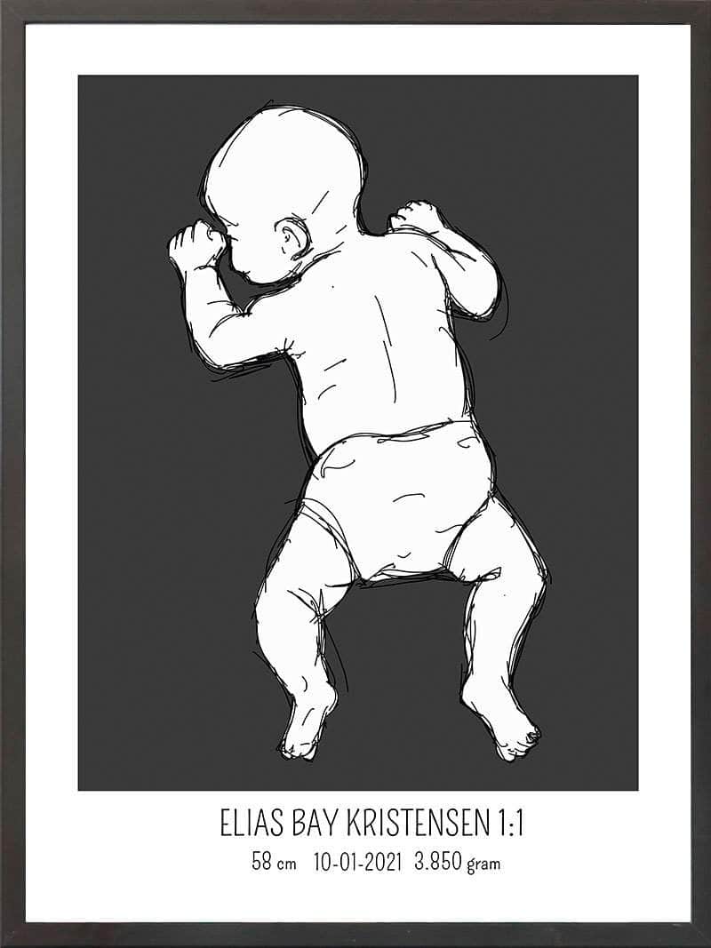 Birth Poster Fødselsplakat : På Maven Lyserød