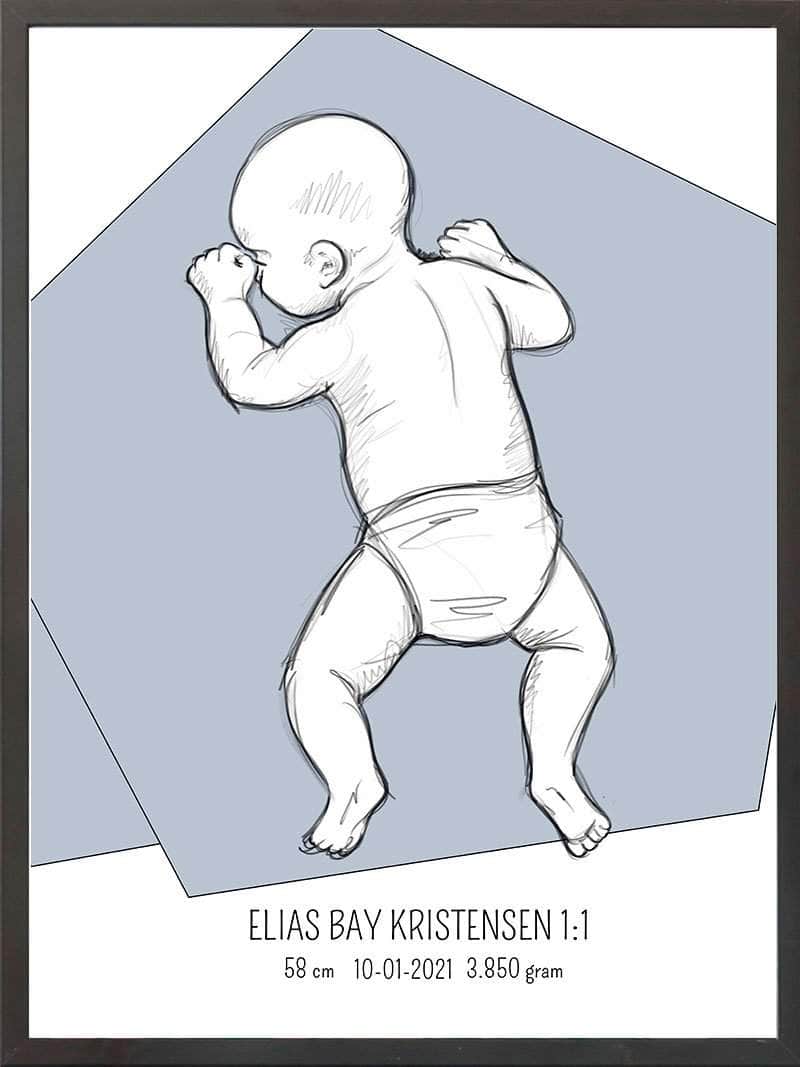 Birth Poster Fødselsplakat : På Maven Lyserød