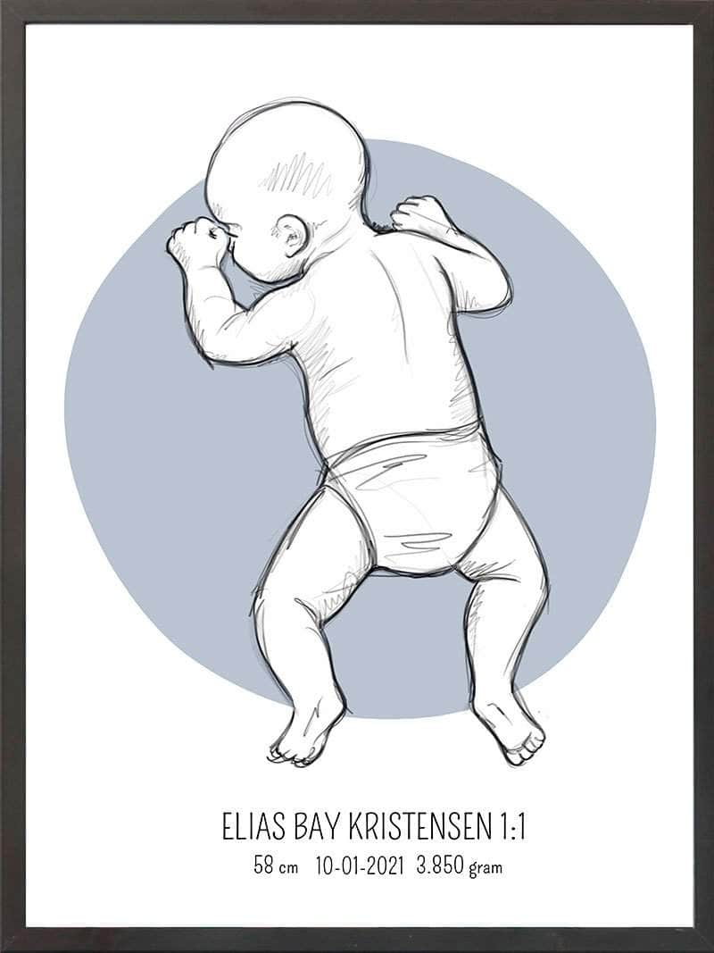 Birth Poster Fødselsplakat : På Maven Lyserød