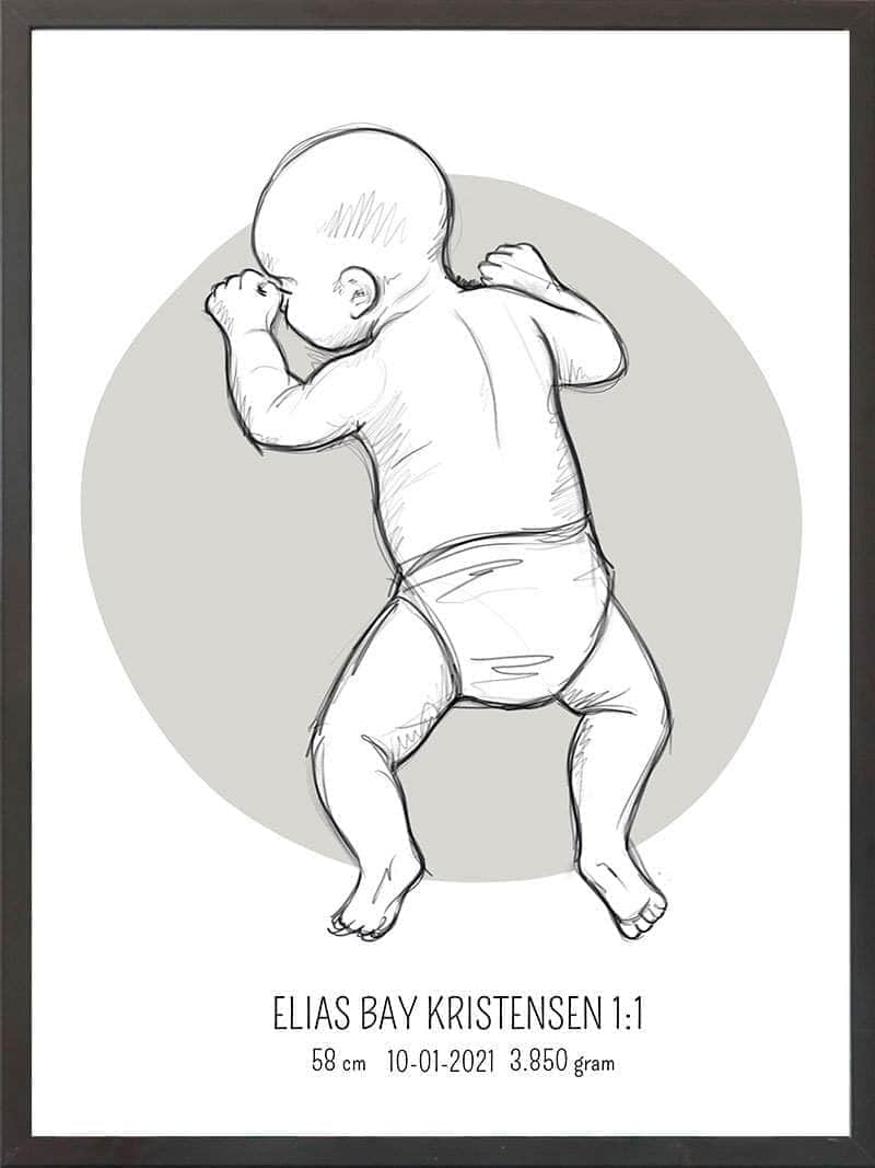 Birth Poster Fødselsplakat : På Maven Lyserød