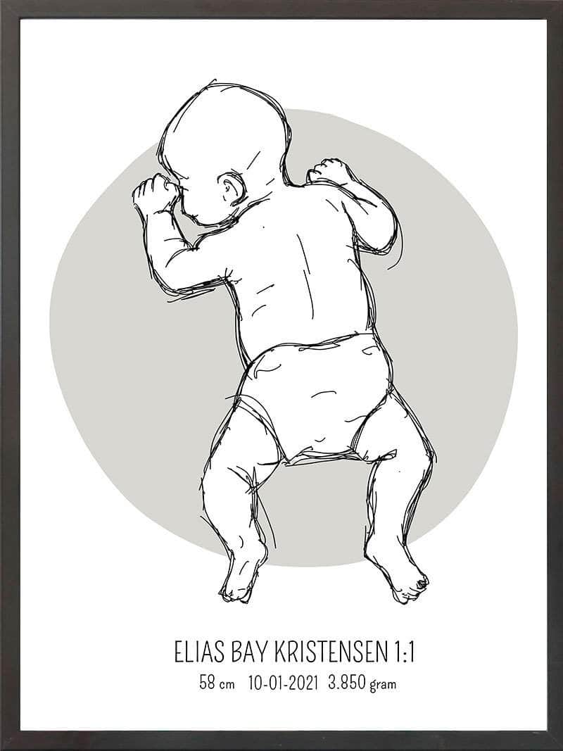 Birth Poster Fødselsplakat : På Maven Lyserød