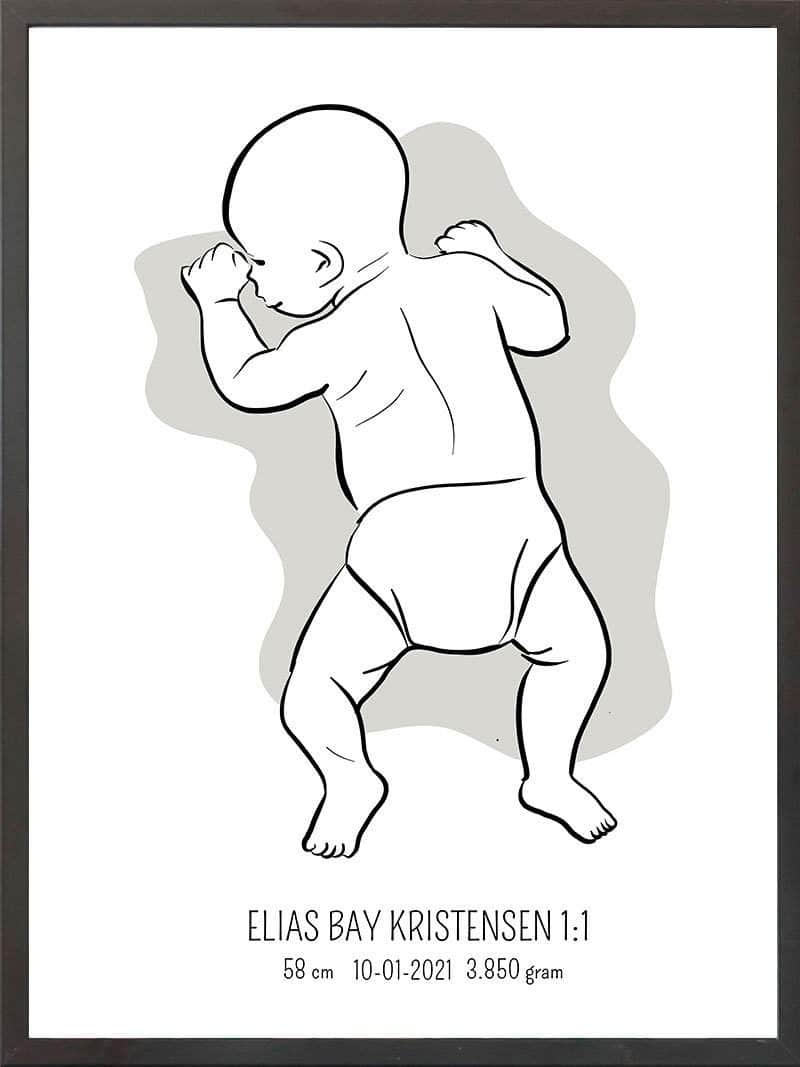 Birth Poster Fødselsplakat : På Maven Lyserød