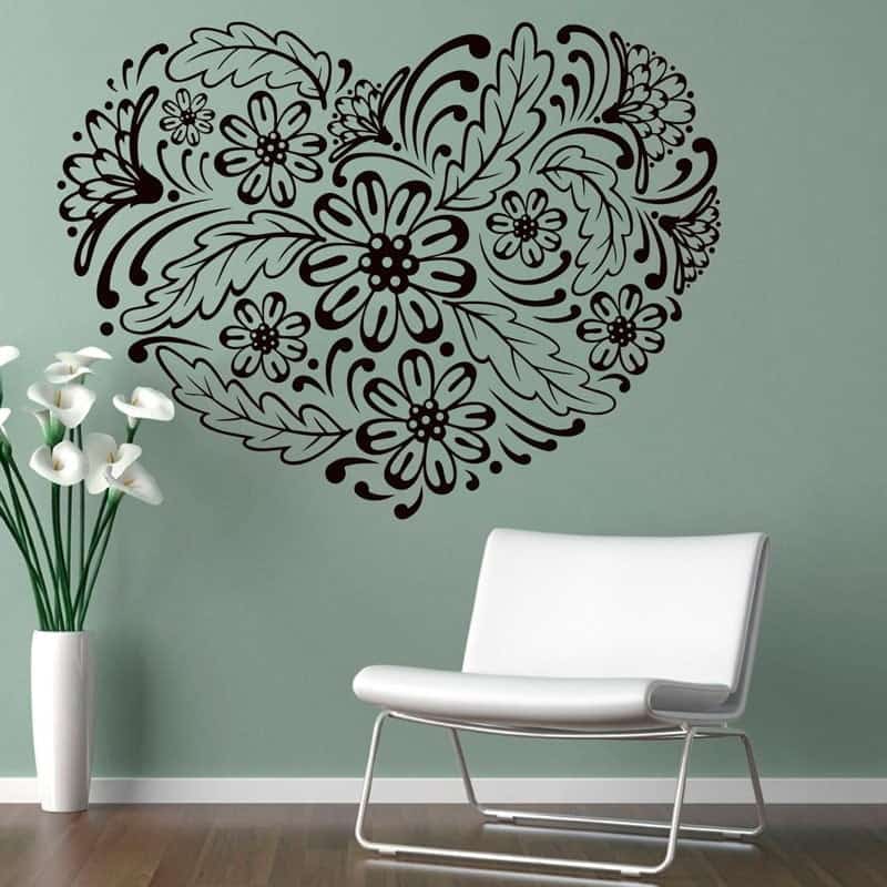 Blomster Hjerte Wallsticker
