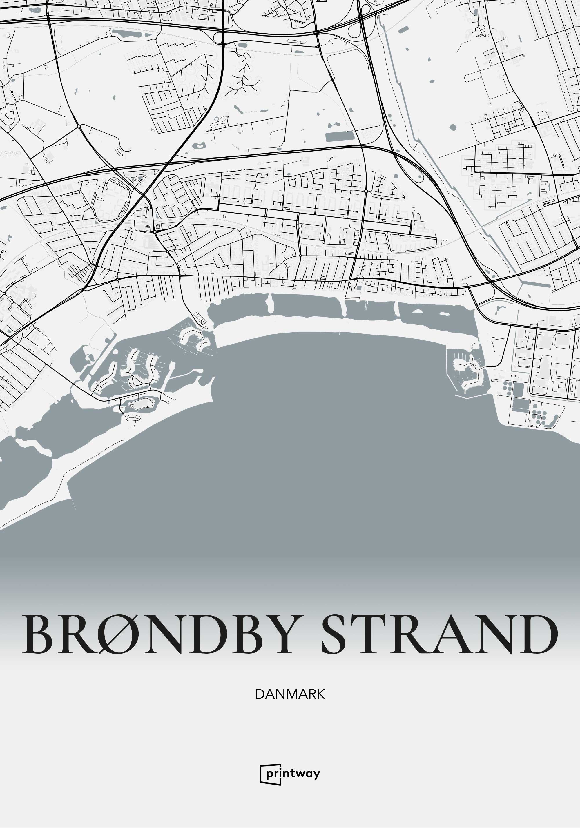 Brøndby Strand Plakaten Rundt Kort Sort 70 100 Cm  B1