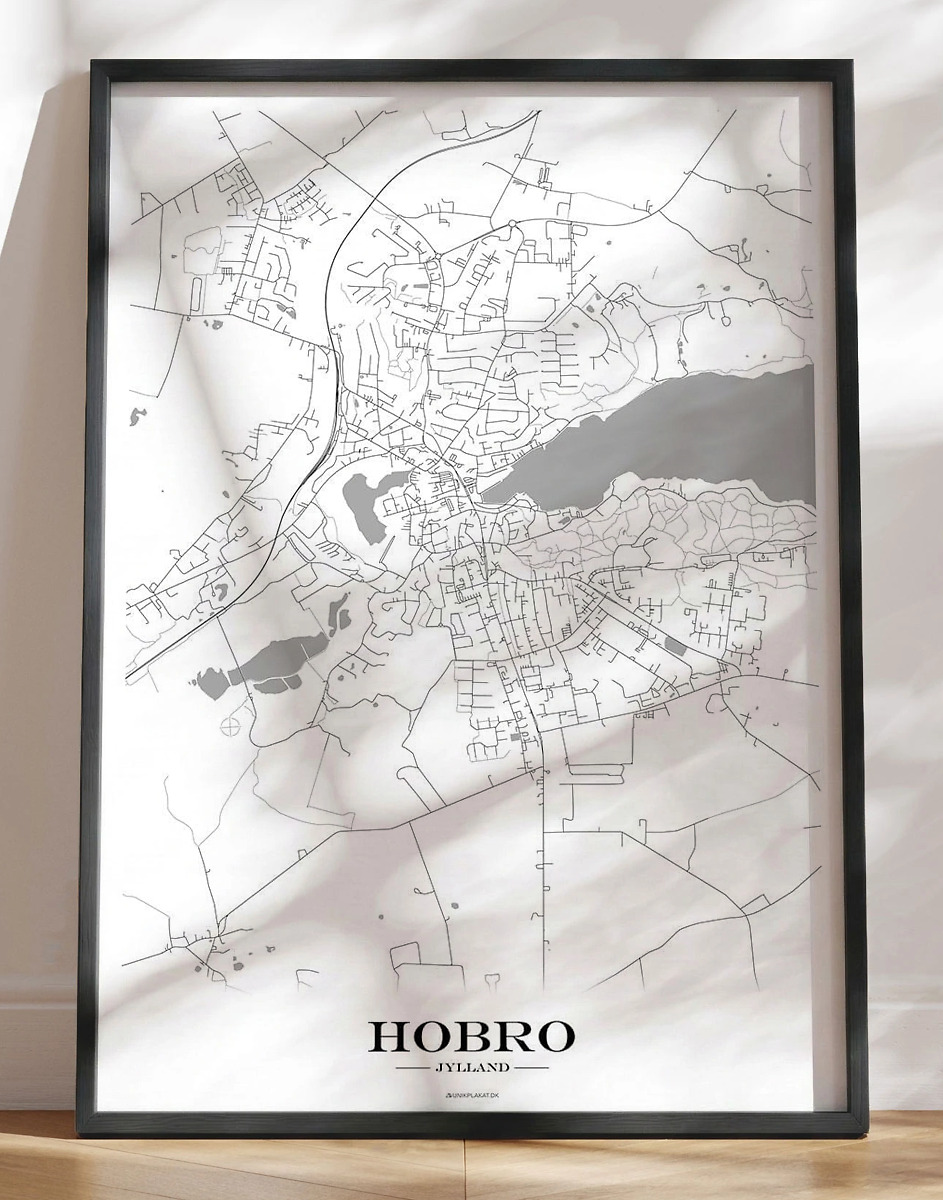 Byplakat Hobro Bykort Med Hvid Baggrund
