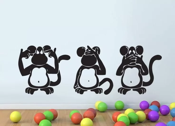 De Tre Vise Aber Wallsticker