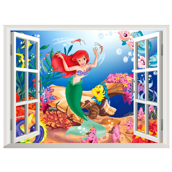 Den Lille Havfrue Wallsticker  Vindue  60x45cm