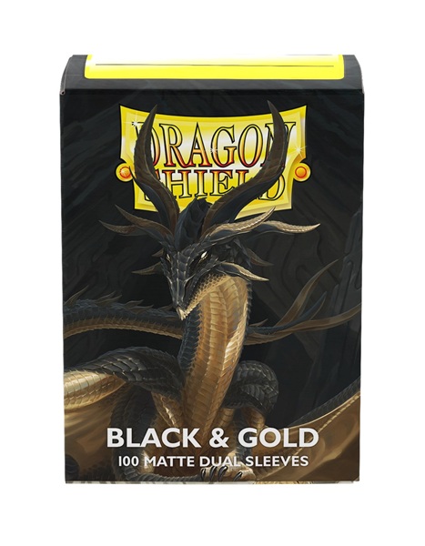 Dragon Shield Deck Protectors Matte Dual Sleeves: Black Gold 100 Lommer Dragonshield Sleeves At-15069