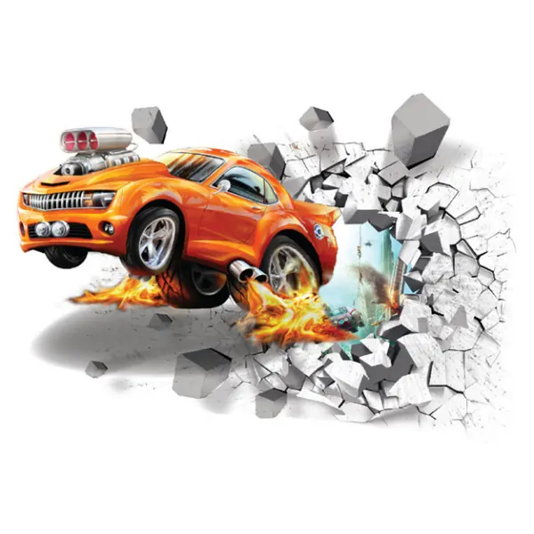 Fed Racerbil Wallsticker  Hul   Væggen  70x50cm