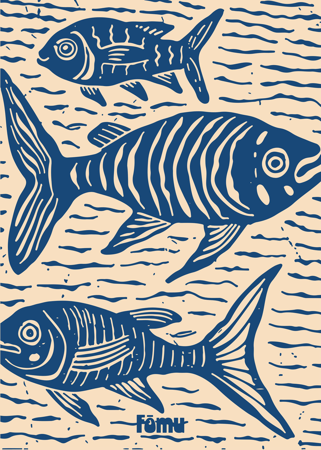 Fishes Lino   Af Få Mu Illustrations