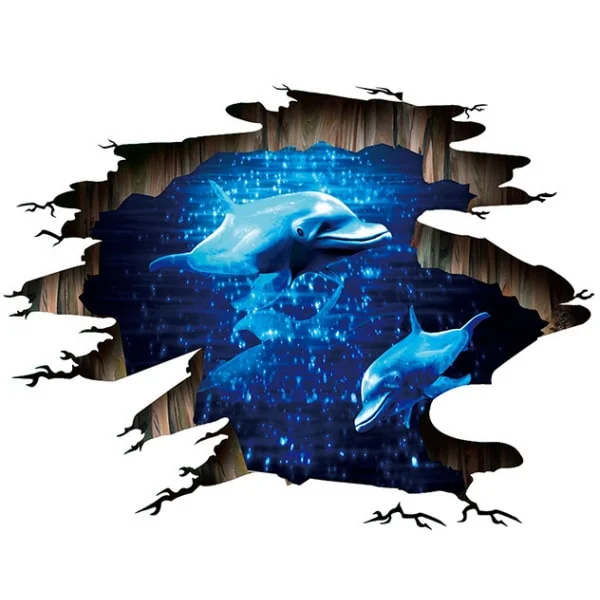 Flot Delfin Wallsticker   Floorsticker  Til Væg Eller Gulv