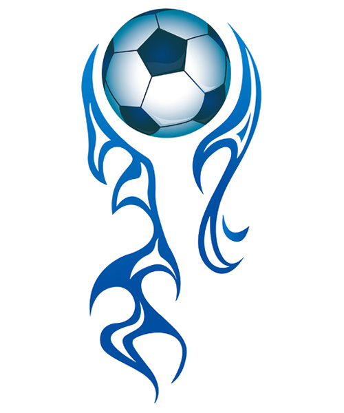 Flot Fodbold Wallsticker  Flyvende Fodbold   Flammer  95x43cm