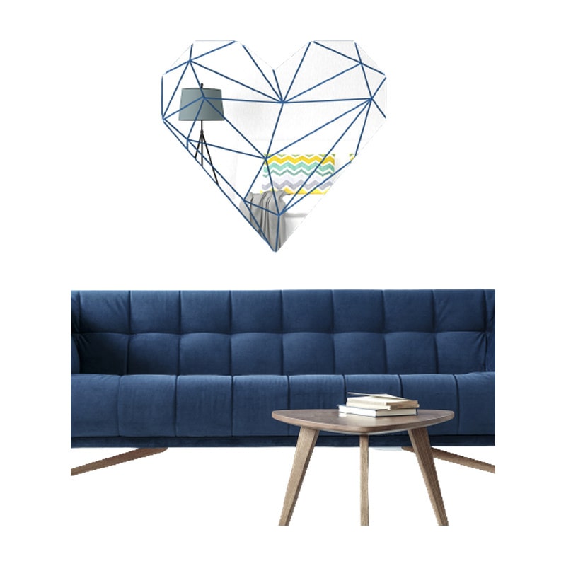 Flot Hjertespejl Wallsticker  Selvklæbende Akryl Spejl Klistermærker  Et Hjerte Af 27 Små Spejle