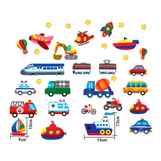 Flot Wallsticker Med Alverdens Transportmidler Nr