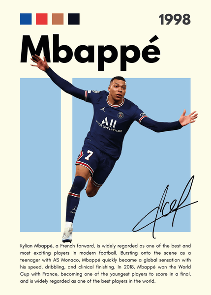 Fodbold Plakat 30 Mbappé