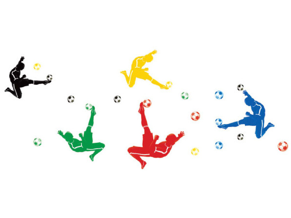 Fodbold Wallsticker  Saksespark   Flotte Farver  90x60cm