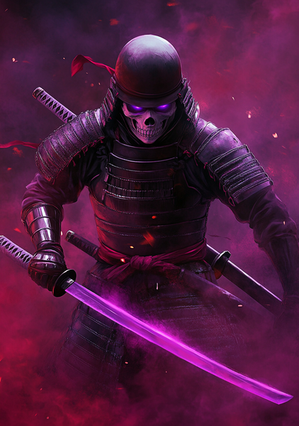 Gamer Plakat 433 Dødningesamurai   Neonlilla