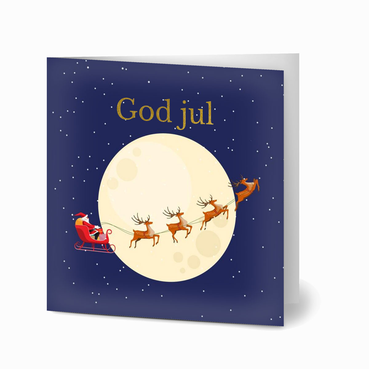 God Jul  Santas Sleigh Ride   Julekort  10 Stk  Inkl  Premium Kuverter