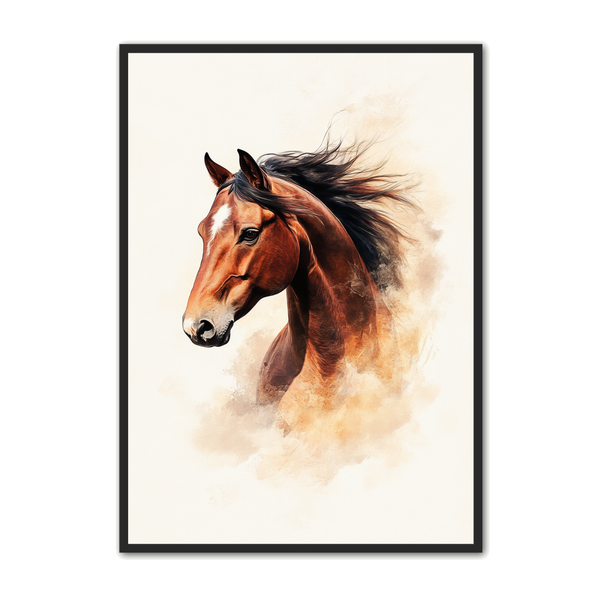 Hest Plakat 32 Brun Hest Med Vild Manke