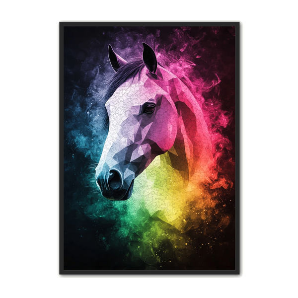 Hest Plakat 37 Geometrisk Hestehoved   Regnbuefarver
