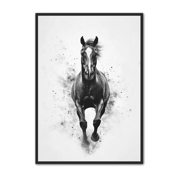 Hest Plakat 52 Sort Hest   Fuld Galop