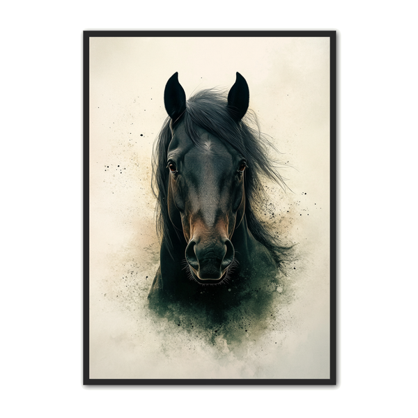 Hest Plakat 34 Sort Hest Med Dyb Udstråling